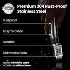 No Peeling Required Garlic Press Stainless Steel with Detachable Handle for Coarse Mincing - Premium Garlic Mincer Tool, Rust-Proof, Easy to Clean, Dishwasher Safe Garlic Crusher with 5-Year Warranty