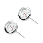 2 Pieces Meat Thermometer for Roaster Oven, Food Thermometer for House Cooking,Large 2.12-Inch Easy-Read Face, Oven Safe Leave in,Stainless Steel Stem Silver