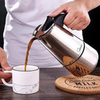 Coffee Maker 4 Cup Moka Pot Stainless Steel Percolator coffee pot Espresso Maker, Compatible with Gas, Electric, Ceramic, and Induction stovetops(6.6 fl oz/200 ml)