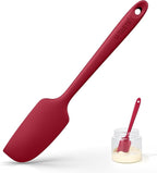 U-Taste Small Mini Silicone Spatula: 9×2inch 600ºF Heat-Resistant Food-Grade Jar Scraper for Kitchen Use, Non-Stick Seamless Flexible Baking Utensil for Mixing, Scraping Jam in Bowl or Cup (Red)