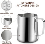 Espresso Milk Frothing Pitcher, 20OZ/600ML Stainless Steel Milk Frother Cup with Decorating Art Pen for Espresso Machine
