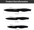 6-Piece Paring Knife Set with Sheaths-Ceramic Blade Sharp Rust Proof Stain Resistant (include 5inch Utility Knife, 4inch Fruit Knife,3inch Paring Knife)-Black (win0529)