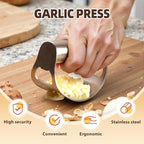 Stainless Steel Garlic Press Rocker, Ergonomic Garlic Crusher Tool for Effortless Mincing, Kitchen Gadget for Home Cooking and Chefs (2 PACKS)