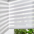 Persilux Cordless Zebra Blinds for Windows Free-Stop Roller Windows Shades (36" W X 47" H, White) Dual Layer Light Control for Day and Night, Light Filtering Sheer Shades for Home, Bedroom