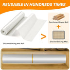 Silicone Baking Mat Roll Cut to Size- Food Grade Macaron Bread Pizza Mat- Reusable Silicone Mat for Baking, Washable Oil-Proof Refrigerator Liners Air Fryer, Craft Mat, Silicone Work Mat