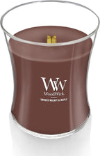 WoodWick Smoked Walnut & Maple Holiday Candle Gifts for Women and Men, 9.7 oz Medium Hourglass Candle with Crackling Wick