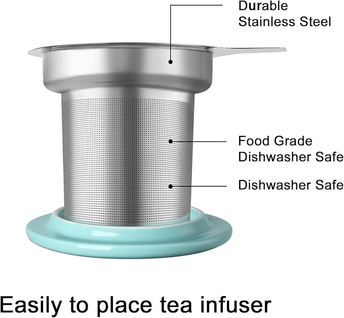 Sweejar Porcelain Tea Infuser Mug with Lid, 20 oz Teacup with Strainers for Loose Leaf Tea, Microwave and Dishwasher Safe Coffee Mug(Purple)
