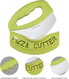 Premium Pizza Cutter Food Chopper-Super Sharp Stainless Steel Pizza Cutters Rocker/Slicer/Blade/Knife with Cover Multi Function Kitchen Tools,Dishwasher Safe(Green)