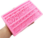 Silicone Fondant Molds, AIMEIKI 3 Pack Baroque Fondant Molds Scroll Border Lace Silicone Molds Curlicues Gum Paste Candy Chocolate Baking Molds for Cake Candy Chocolate DIY Crafts