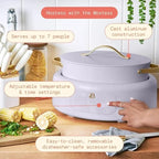 Beautiful 10-in-1 6Qt Electric Multi-Cooker with 7 Presets,Oven-Safe Pot & Lid,Sauté, Steam,Slow Cook,Slow Cooker, Simmer,Rice & More,Touch Display,Dishwasher Safe,Serves Up to 7(Lavender)