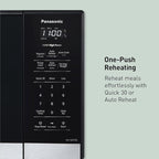 Panasonic NN-SB438S Compact Microwave Oven, 0.9 cft, Black Stainless Steel