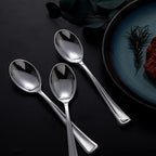 Liacere 200PCS Silver Plastic Spoons - Heavy Duty Disposable Spoons - dessert Spoons for Wedding & Party & New Year & Valentine's Day