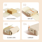 12Pack Sheet Organizers and Storage - King/Queen Size Sheet Storage Organizer with Window, Foldable & Dustproof Sheet Organizer for Linen Closet for Summer Blankets & Sheet Sets,Beige