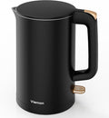 Electric Kettle, 1.7L Double Wall Stainless Steel Cool Touch, Water Boiler & Heater, 1500W Hot Tea Pot, Auto Shut-Off & Boil Dry Protection, BPA-Free, Cordless Base & LED Indicator, Black