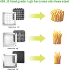 Commercial Vegetable Chopper & French Fry Cutter Stainless Steel,Vegetable Chopper Dicer Stainless Steel,1/4" 3/8" 1/2"Blades Sizes,Heavy Duty Cutter for Potatoes Onion Peppers Mushrooms