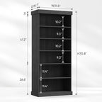 70.8" Tall Black Bookshelf, Farmhouse Modular Bookcase with 6-Tier Adjustable Shelves, Large Storage Cabinet for Home Office, Living Room