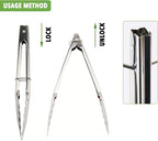 Small Stainless Steel Serving Tongs 7-Inch Salad Tongs, Set of 3 (Silver)