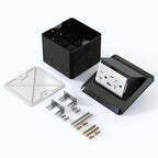 KYHSHJ USB Pop Up Floor Socket Kit with 2 * 20A Receptacle，4.8A 1 USB-A Ports &1 USB-C Port，Corrosive Resistant Hardware,Black
