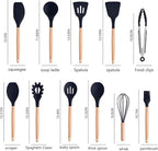 Cooking Utensils Set,19 Kitchen Set Utensils Set with 11 Pieces Spatula Cooking Utensils,Heat Resistant Silicone Utensils 6 Piece Sharp Knife Set 2 Pieces Utensil Cutting Board (Black 19 PCS Set)
