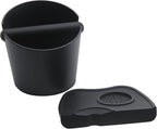 6.3 inch Large Espresso Knock Box Silicone coffee Tamper Mat Espresso Machine Accessories Set of 2 with Removable Knock Bar and Anti-Slip Base for Home Office Barista Tools for Bar Shop