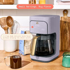 Beautiful 12-Cup Programmable Coffee Maker – Auto Brew, Digital Timer, Glass Carafe (Lavender)
