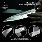 KAWAHIRO Japanese Chef Knife with SG2 Powder Steel, 8.27 inch Professional Gyuto Knife, Hand Forged Kitchen Knife with Premium Stabilized Wood Handle and Wood Gift Box
