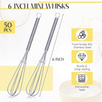 Baderke 50 Pcs 6 Inch Mini Whisk Bulk Small Whisks for Cooking 304 Stainless Steel Tiny Whisk for Baking, Whipping, Beating Eggs, Mixing Sauces, Blending Ingredients