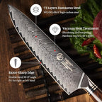 YARENH Damascus Chef Knife 8 Inch with Sheath, Professional Kitchen Knife, 73 Layers Damascus High Carbon Steel, Full Tang Sandalwood Handle, FYW Series
