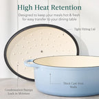 Best Choice Products Oval 7.5 Quart Enamel Cast-Iron Dutch Oven, Heavy-Duty Pre-Seasoned for Baking, Cooking w/Side Handles – Cornflower Blue
