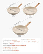 VEVOR Frying Pan Skillet, Aluminum Egg Fry Pans, 3 Piece (8, 9.5, 11 in), Nonsitck Ceramic Heavy-Duty Skillets with Heat-Resistant Handle, Chef's Kitchen Cookware for Gas, Electric, Induction, Beige