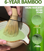 Matcha Whisk, Matcha Whisk Set Matcha Bamboo Whisk for Matcha Powder Handcrafted Organic Traditional Japanese Chasen, 100-Prong Matcha Stirrer Wisk Mixer Brush for Authentic Tea Preparation