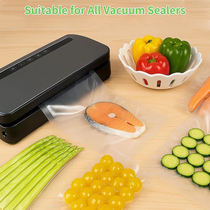 MakMeFre 200 Quart Size 8" x 12" Vacuum Sealer Bags with BPA Free and Heavy Duty,Great for Food Storage Vaccume Sealer PreCut Bag