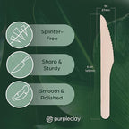 Wooden Disposable Knives - 300 Piece Wood Compostable Knives - Eco-Friendly Biodegradable Utensils for Party - Free From Plastic Cutlery Set - Disposable Cutlery for Eating - Compostable Utensils