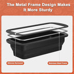2 Packs of Collapsible Silicone Bread Loaf Pan with Metal Reinforced Rim Support - Nonstick Silicone Baking Mold for Homemade Loaf, Bread and Meatloaf - (9"x4"x2.5", Black, 2 Pieces)