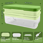Satax Silicone & Plastic Ice Cube Trays with Lids and Bin - Durable, BPA-Free, Easy Release, Perfect for Cocktails, Coffee & More (2, green)