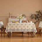patdrea Designer Small Beige Square Tablecloth,Vintage Linen with Yellow Floral Elegant Tablecloths,Decor Table Cover Cloth for Kitchen Dining Christmas,Party,Thanksgiving,55"x55"-Istana a