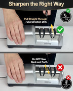 Professional 3-stage Electric Knife Sharpener for Kitchen Knives, with 100% Diamond Abrasive 20° Precision Angle Guide, Quickly Sharpening, Repairing/Restoring/Polish Blades (2-Stage Silver)