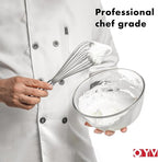 8" Whisk, Ergonomic Handle, Dishwasher Safe 18/10 Stainless Steel Whisk, Professional Kitchen Metal Wisk, Perfect for Whisking, Blending, Beating, and Baking