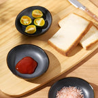 famiware Ocean Soy Sauce Dishes of 6, Oval Dipping Sauce Cups/Bowls for Kitchen, 2.1oz Ceramic Small Bowls for Side Dish, Appetizers, Snacks, and Sushi, Reactive Glaze, Dishwasher Safe, Matte Black