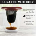 Primula Brew Buddy Portable Pour Over, Reusable Fine Mesh Filter, Dishwasher Safe, Single Serve Coffee or Tea at Any Strength, Ideal for Travel or Camping, Red, 2-Pack