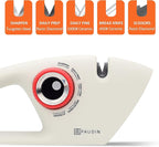 PAUDIN Knife Sharpener, Kitchen Knife Sharpener, 5 Stage Knife Sharpeners for Kitchen Knives, Pocket, Serrated Knives & Scissors, Blade Sharpening, Honing & Polishing Tool, White
