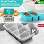 Silicone Freezer Tray with Lid - 1 Cup Silicone Food Freezers Tray - Large Ice Cube Freezer Molds - Soup, Sauce, leftovers, Homemade Meal Prep Freezing Kitchen Storage Containers - Aqua - 4-Pack