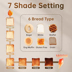 SEEDEEM Toaster 4 Slice, Stainless Steel, Touch Screen for Dual Control, Digital Timer, Smart Toaster with 6 Bread Type, 7 Shade Setting, 1.5''Wide Slot, Removable Crumb Tray, 1800W, Dark Metallic