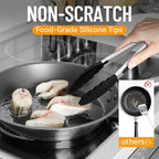 HOTEC Premium Stainless Steel Locking Kitchen Tongs with Silicon Tips, Heat Resistant Cooking Tongs Set of 3-7", 9" and 12" (Black)