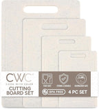 COOK WITH COLOR Non-Slip Cutting Board Set – Kitchen Essentials with Easy Grip Handle for Meat, Veggies, and Fruits, 4 Cutting Boards, White