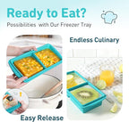 Silicone Freezer Tray with Lid Soup Freezer Container Molds with Steel Reinforced Rim Ice Cube Freezer Molds for Soup, Sauce, Leftovers, Homemade Meal Prep Containers Portion Control Food Storage