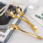 Liacere 360Pcs Plastic Spoons - 6.7 inch Heavy Duty Plastic Spoons-Heavyweight Gold Disposable Spoons-Gold Silverware for Halloween &Chrismas And Daily Using&Thanksgiving