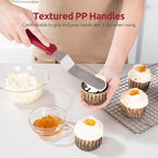 Icing Spatula, U-Taste Offset Spatula Set with 6", 8", 10" Blade, 18/0 Stainless Steel with PP Plastic Handle Angled Cake Decorating Frosting Spatula Set of 3 (Red)