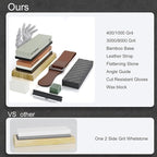 Knife Sharpening Stone - Dual Grit Whetstone 400/1000 3000/8000, Knife Sharpening Stone Set, Tpstone Knife Sharpener Tool,Easy to Use