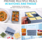 1/2 Cup Silicone Freezer Tray With Lid - Silicone Freezer Molds 2-Pack For meal prep & freezing of various sauces and other dishes, makes 12 perfect 1/2 cup portions cubes (Blue 2 Pack)